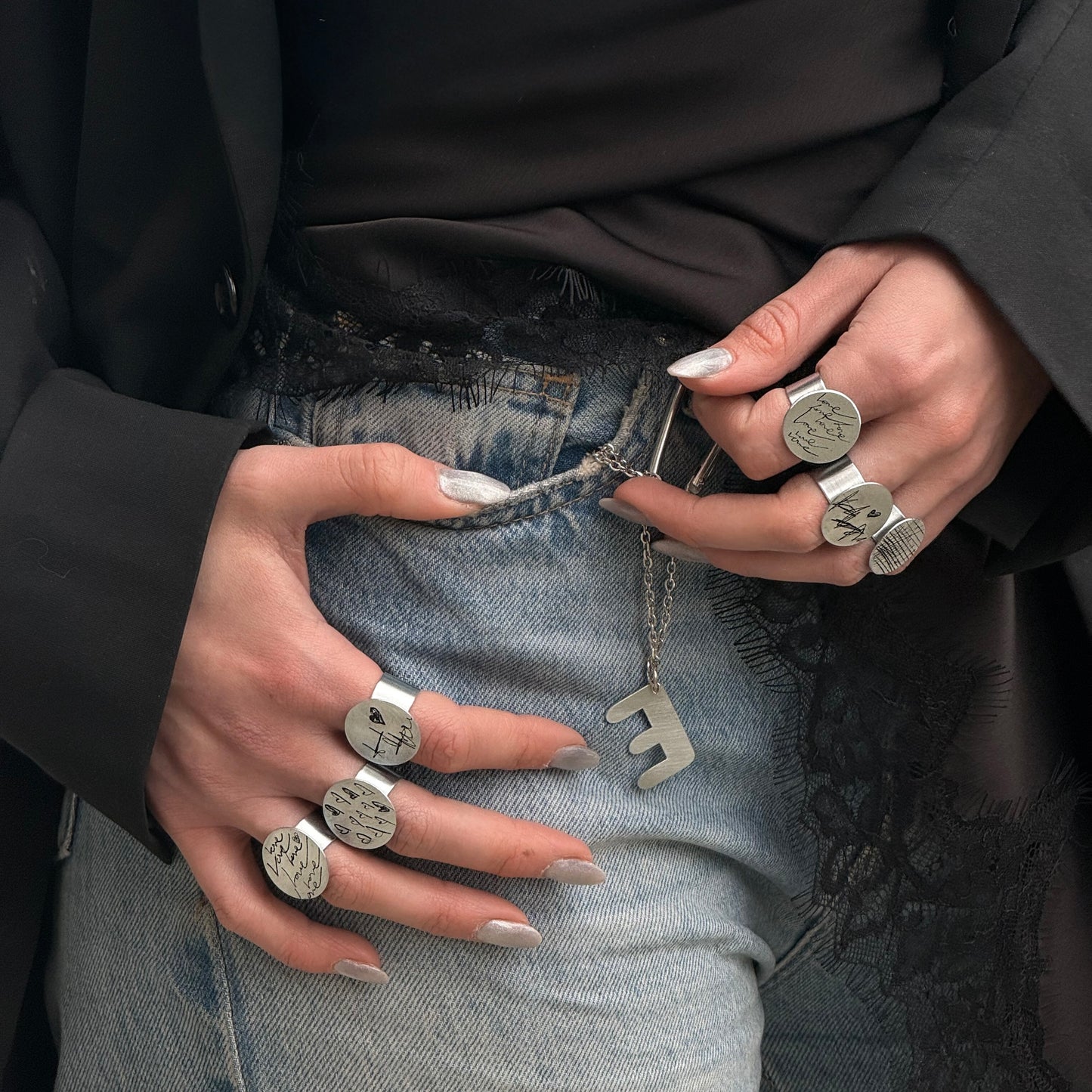 ETAT ZINC RING HEART CROSS