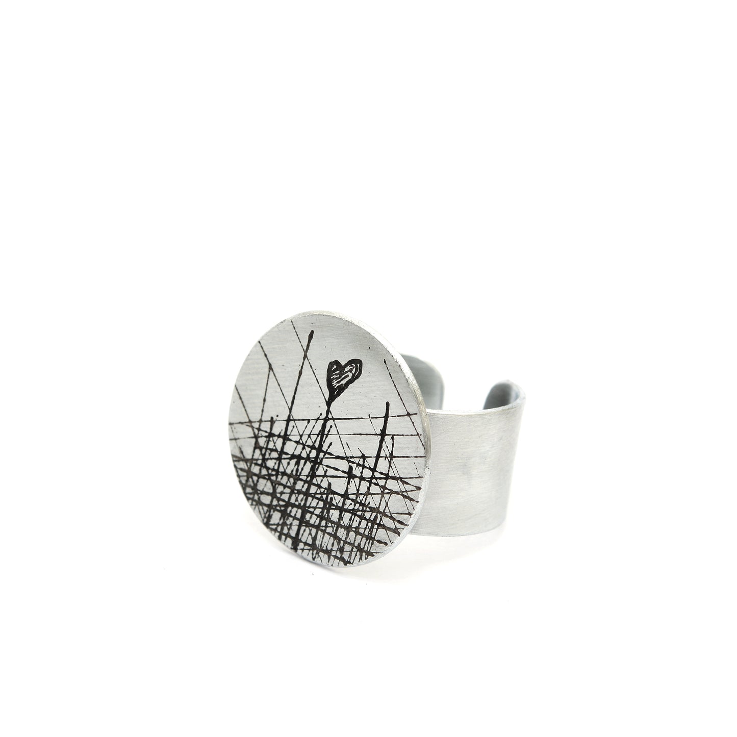 ETAT ZINC RING HEART CROSS